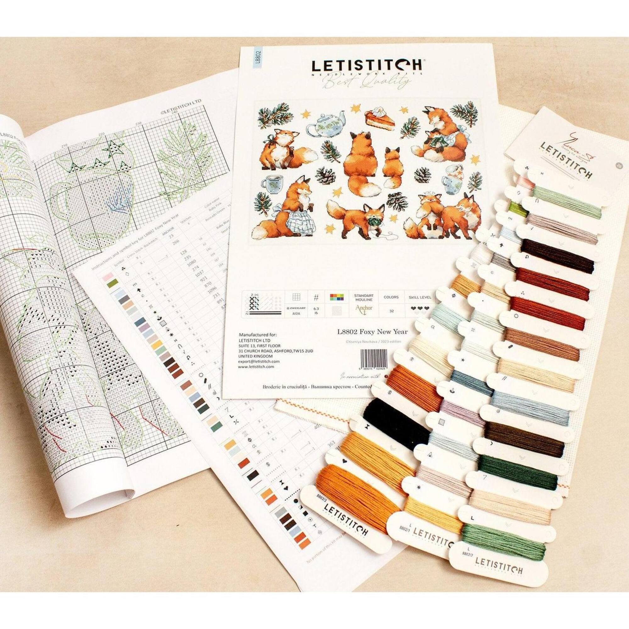 LetiStitch Foxy New Year Counted Cross Stitch Kit